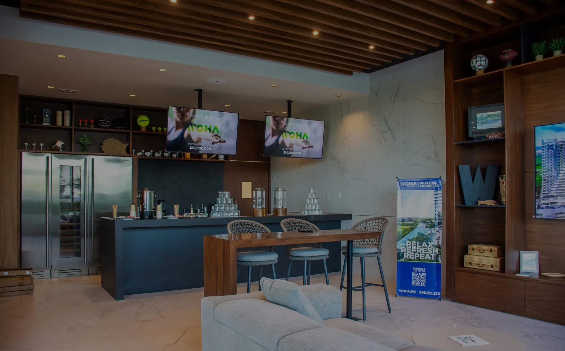 Woha_Departamentos en venta en Puerto Cancún_Sports bar lounge